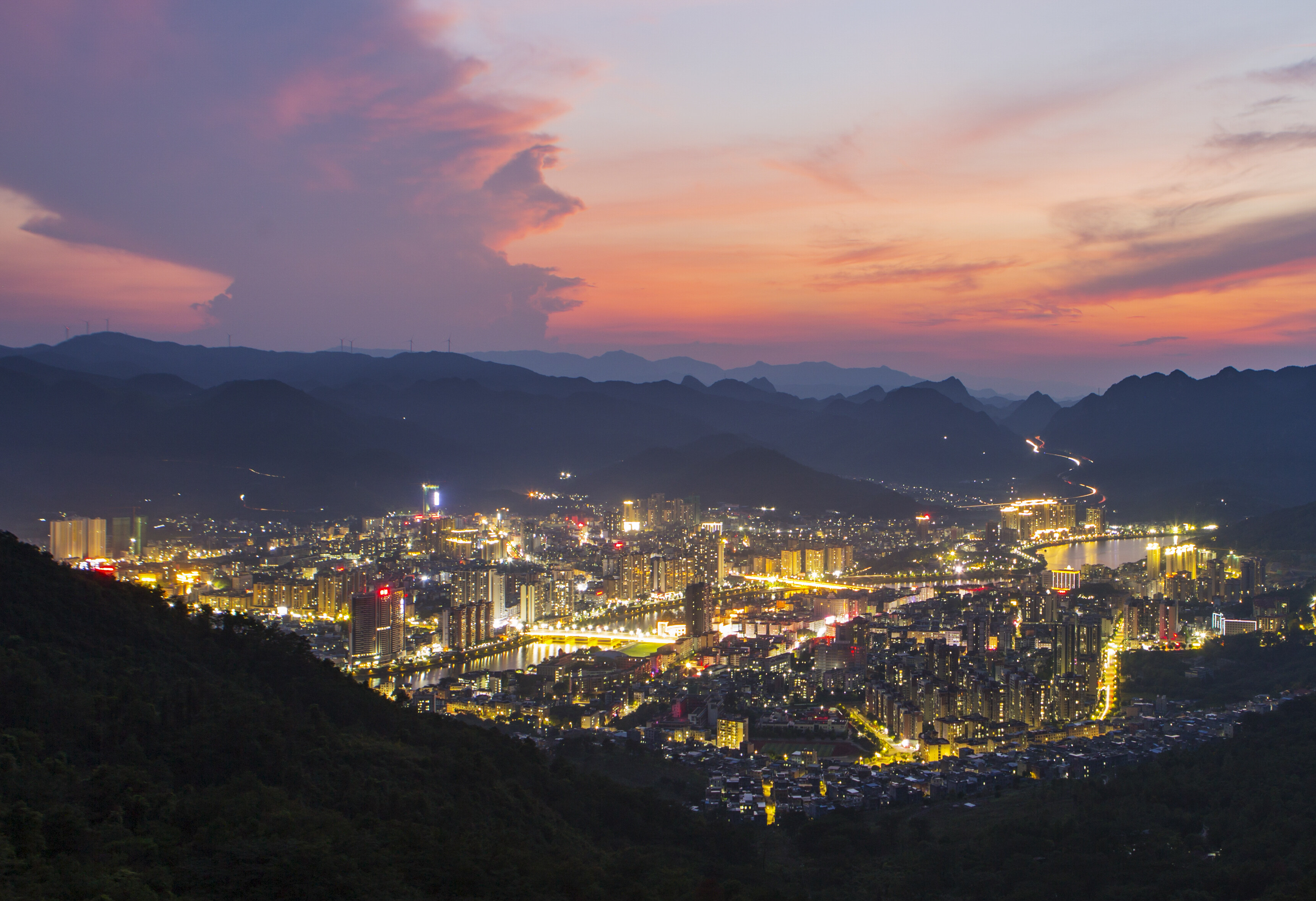 山阳县城夜景图片图片